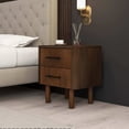 thumbnail image 7 of Noble House Logan Mid-Century Modern Nightstand, Solid Walnut Wood with 2 Drawers and Storage Shelf, 24" Tall, Brown, 7 of 7
