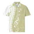 thumbnail image 4 of Camisas de Manga Larga para Hombres Impresos Girar Hacia Abajo Botones de Cuello Lateral Dividido, Casual Blusa de Manga Corta, 4 of 5