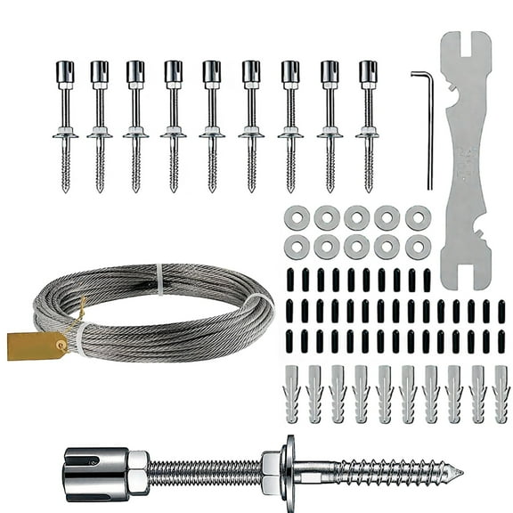 10 Pcs Stainless Steel Wire Trellis Kit for Climbing Plants Outdoor, Anti-Rust Wire Trellis Kit, 350 lbs Load, 52 ft / 15.8 m, Cross Buckle Design, 2.5 in / 6.3 cm Wall Distance, for Garden, Balcony