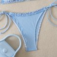 thumbnail image 4 of Glisme Blue Bikini Sets For Women Striped Bikini Plunging Triangle Top And Tied Back Bottoms For Swimwear For Family Vacation, 4 of 4