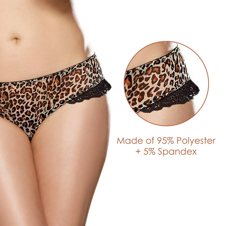 JenniWears Women's Leopard Print Bikini Panty with Open Back Heart