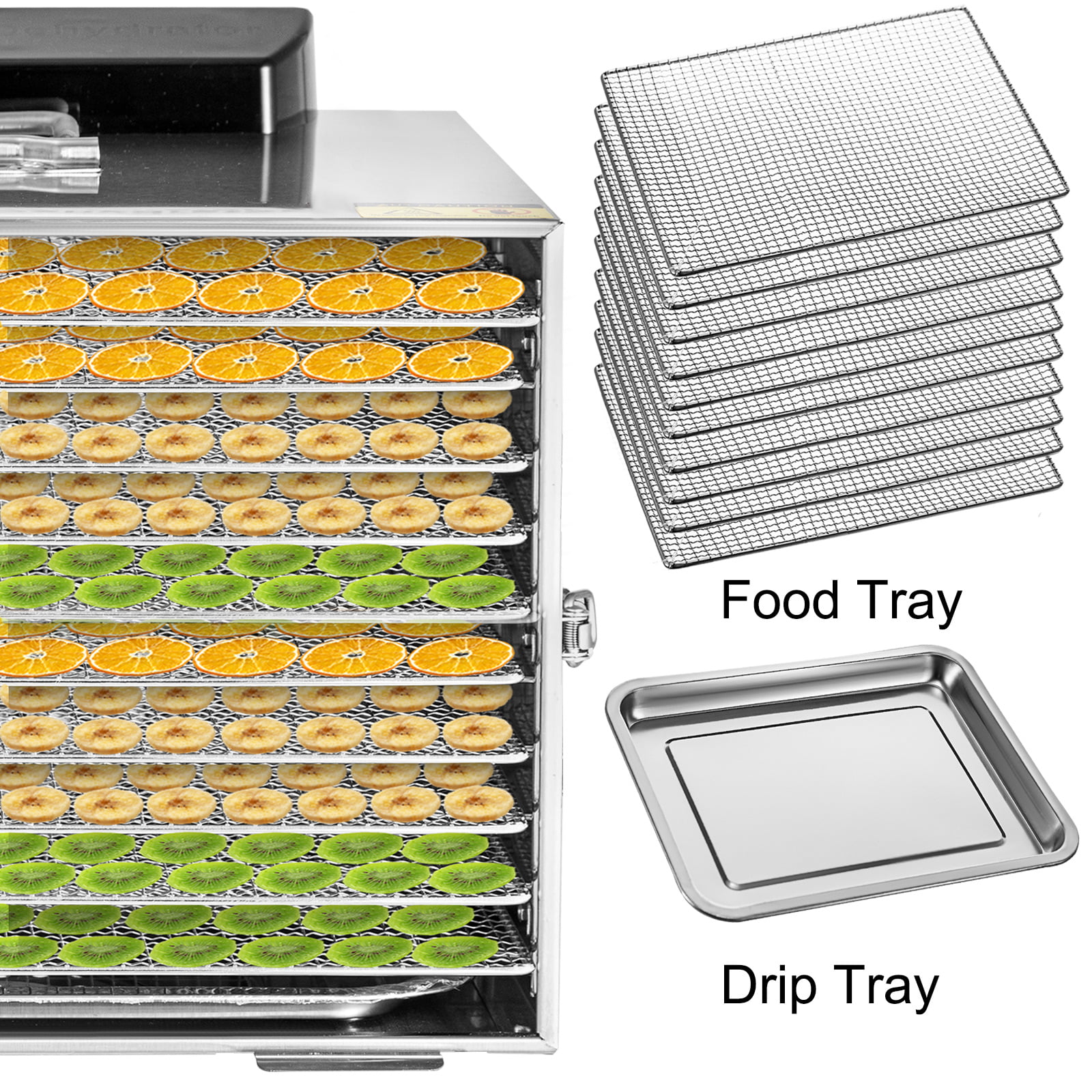 Ivation 10 Stainless Steel Tray Food Dehydrator for Snacks, Fruit and Beef Jerky