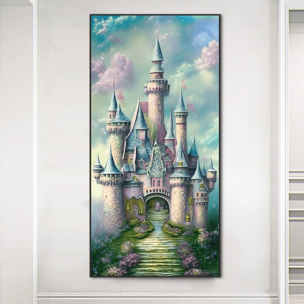 Cuadros Decorativos 5D bricolaje ronda completa taladro diamante pintura Castillo Kit decoración del hogar (LP503) Wdftyju de costura negro 4 estilos