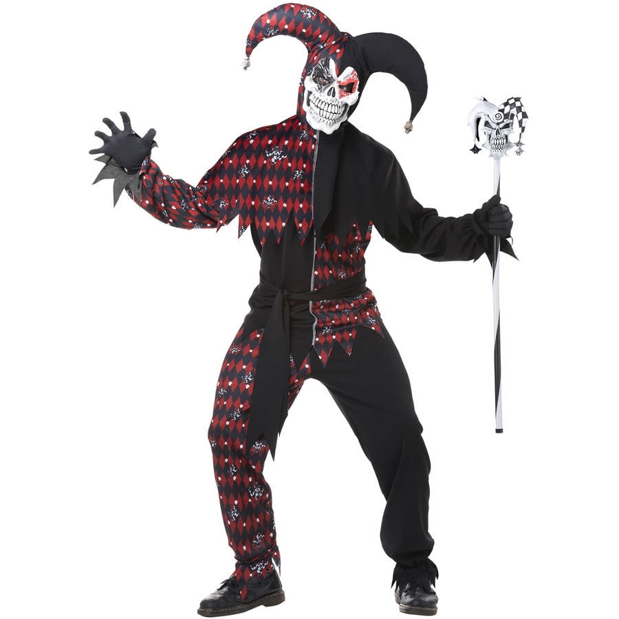 Mens Halloween Assassin Villain Jester Fancy Dress Costume Men's Joker Outfit fg 