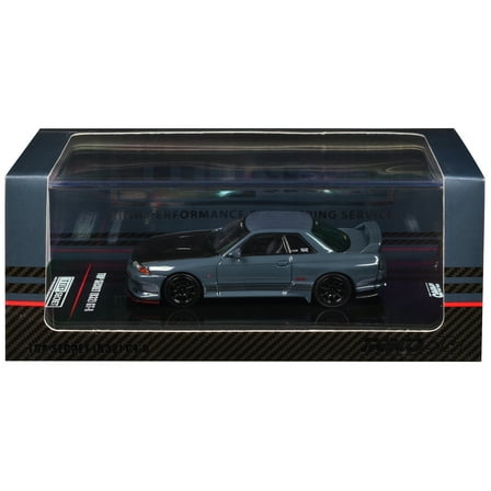 Nissan Skyline "Top Secret" GT-R (R32) RHD (Right Hand Drive) Stealth Gray with Carbon Hood 1/64 Diecast Model Car by Inno Models