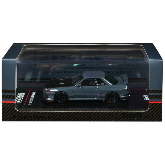 Nissan Skyline "Top Secret" GT-R (R32) RHD Stealth Gray with Carbon Hood 1/64 Diecast Model Car by Inno Models