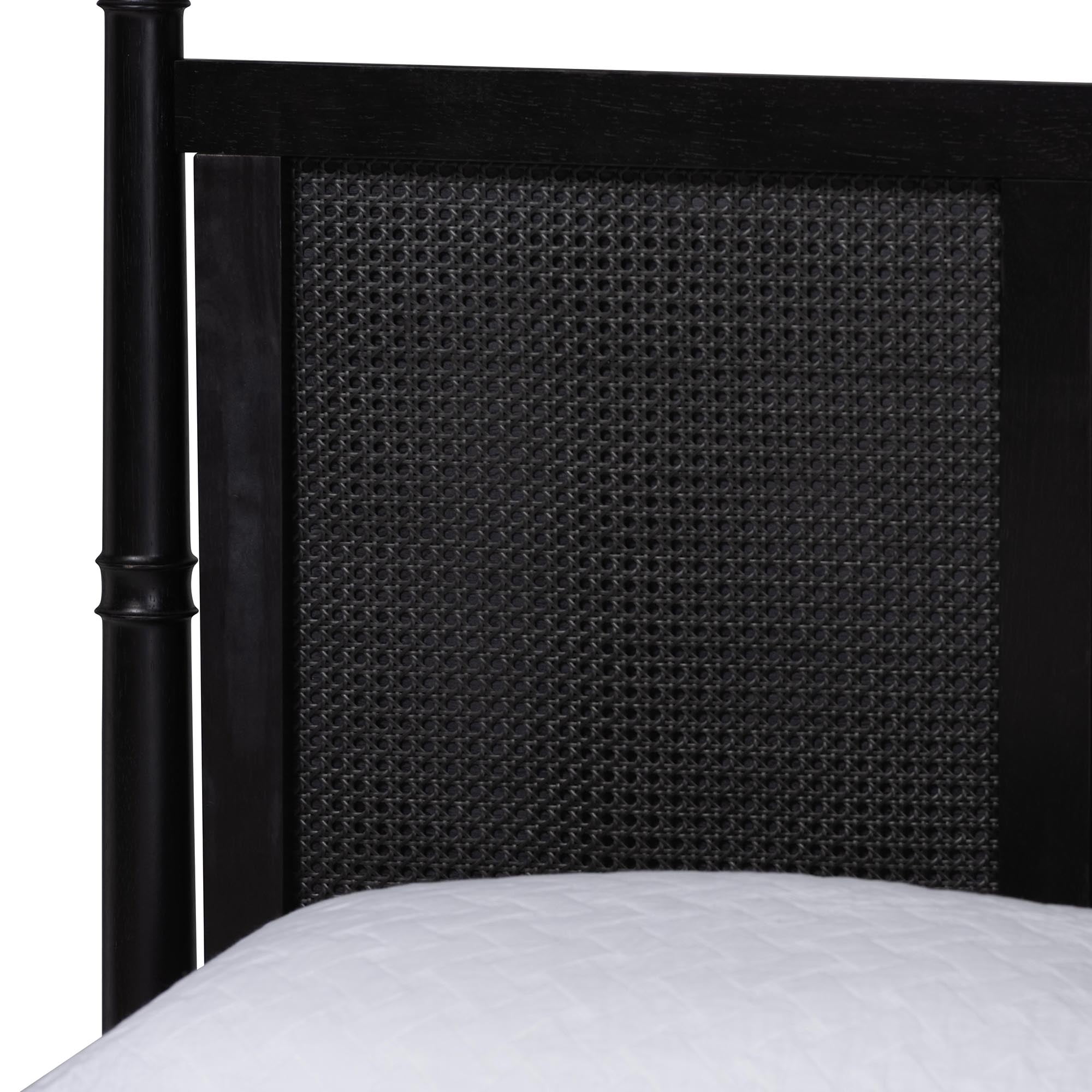 Baxton Studio Marisela Mid-Century Bedroom Set, 4-Piece, Queen, With 2 Nightstand, Black