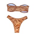 thumbnail image 5 of B91xZ Ensemble Bikini 2 Pcs pour Femmes Rétro Licou Froncé Taille Haute Bikini avec Bas, Kaki S, 5 of 5