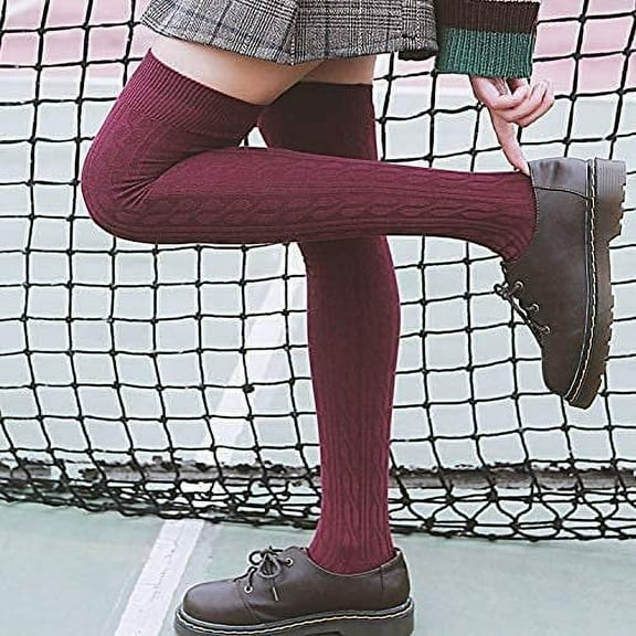Lian LifeStyle Women's 6 Pair Adorable Comfortable Soft Thigh High Over Knee High Cotton Socks Size 6-9 L1024 (Random Color)