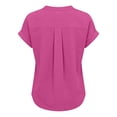 thumbnail image 7 of Rggeeun Women T-Shirts Short Sleeve V-Neck Loose Solid Color Casual Batwing Soft Brushed Texture Ribbed Collar Relaxed Fit Top For Everyday Wear,Hot Pink,XXXL, 7 of 7