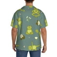 thumbnail image 5 of Naloa Cute Yoga Frogs Men's Loose Fit Cuban Collar Short-Sleeve Shirt with Button-down and Chest Pocket for Everyday Wear Outings - Medium, 5 of 7