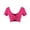 Hot Pink, variant on T Shirts for Women Scoop Neck Short Sleeve Solid Print Midriff-Baring Slim Fit Ruched Crossover Crop Tops for Casual Womens Graphic Tees Yellow M