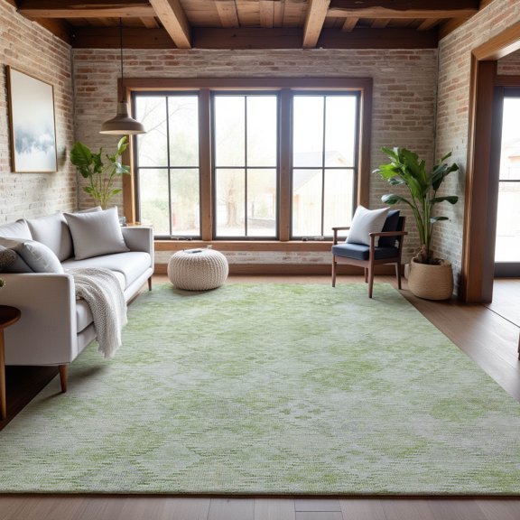 Addison Rugs Mayfield Premium Machine Washable Transitional Geometric Sage Rectangle Rug, 9' x 12'
