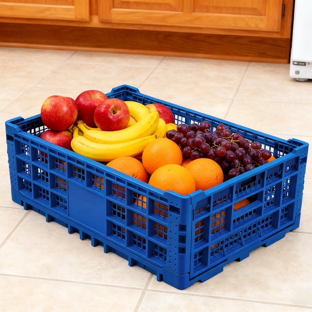EDTara Stackable Heavy Duty Storage Crate, Reinforced Foldable Plastic Milk Crate for Garage, Office, or Kitchen Use