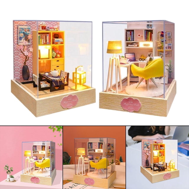 2x Juguetes Miniatura de Regalos en Miniatura LED CUTICAT Casa de miniaturas