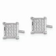 thumbnail image 2 of 925 Sterling Silver Rhodium-plated CZ PavÔøΩ Princess Square Post Earrings; for Adults and Teens; for Women and Men, 2 of 3