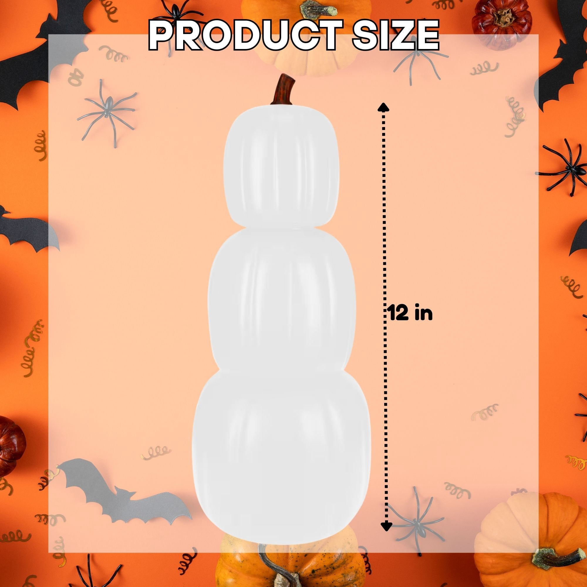 White Stacking Pumpkins 12 Inch, 3Pc Set of 2 Pumpkin for Fall Decor Halloween Decorations Indoor Outdoor Porch Yard DIY Display with Snoep in Beperkte Oplage
