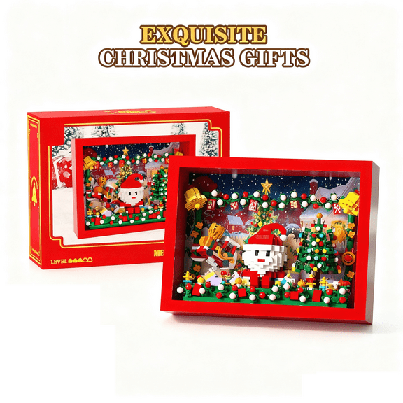 Christmas Building Block Set for Adults, 1156Pieces Christmas Train, Tree & Santa Mini Building Blocks with Photo Frame for Festival Wall Decoration