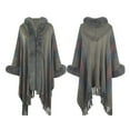 thumbnail image 4 of Elainilye Fashion Women's Fall Winter Scarf Knitted Loose Thickened Shawl Coat Artificial Fur-Collar Scarf Hooded Coat Tops,Gray, 4 of 4