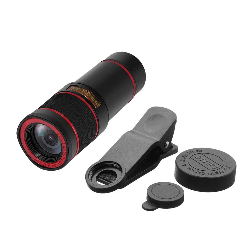 Tuscom HD 14x Optical Zoom HD Camera Telescope Lens with Clip for iPhone//Phone,Tuscom Universal Clip-on Camera Lens Black