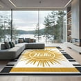 thumbnail image 2 of ODIKA 6'x9' Ultra-Soft Area Rug, Hello Sunshine Striped Welcome Sunray Border Greeting Design None Washable, Bare feet friendly, Silk-Touch for Guest Room, Bedroom, 2 of 7