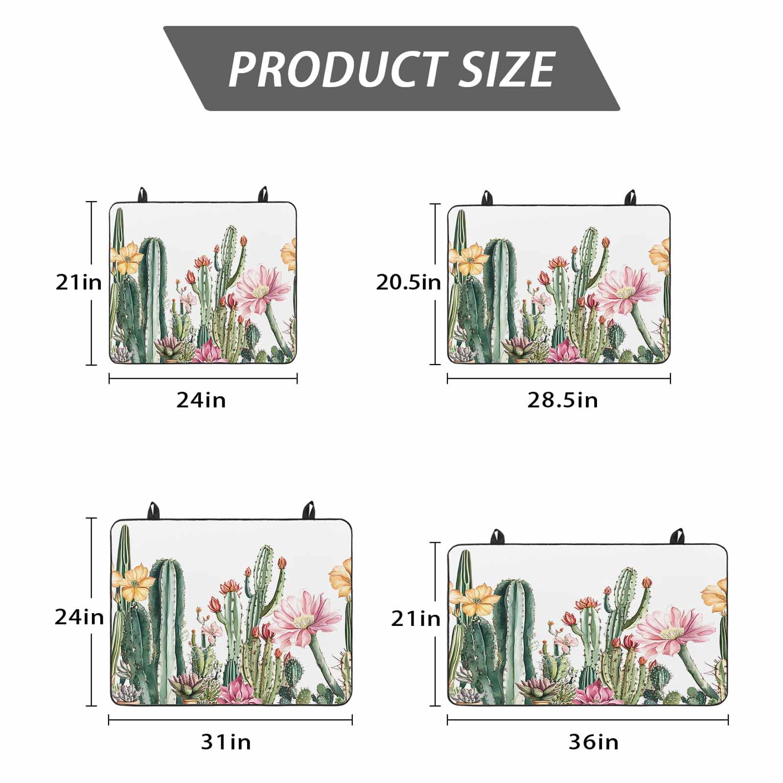 Green Cactus Stove Top Cover for Electric Stove, Heat-proof & Non Slip Glass Top Stove Cover Protector, Spring Floral Watercolor Botanical Kitchen Flat Cooktop Rubber Mat 24x21 Inches
