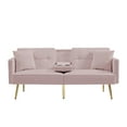 thumbnail image 3 of Twin Futon Sleeper Sofa,Velvet Upholstery Convertible Sofa Bed with Gold Metal Legs Adjusting Backrest Futon for Small Spaces, 3 of 6