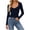 Dark Blue, variant on Women's Sweetheart Neck Cropped Long Sleeve Top Ghalytn Seamed Bust Form-Fitting Slim Fit Stretch Casual Blouse