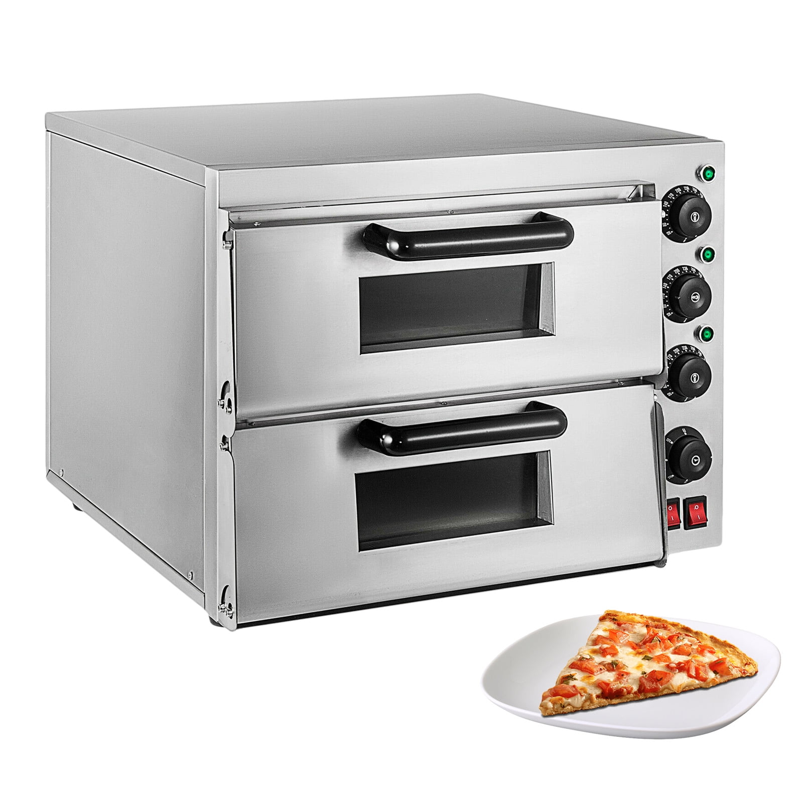 ALDKitchen Double Pizza Oven Pizza Maker Separately Controlled Thermostats Stainless Steel