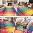 thumbnail image 5 of 5'x8' Area Rugs, Colorful Plaid Indoor Outdoor Area Rug for Living Room Bedroom, Modern Chic Rainbow Gradient Striped Washable Bathroom Rugs Kitchen Floor Carpet Mats Home Decor Aesthetic, 5 of 8