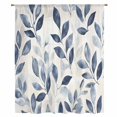 thumbnail image 2 of Navy Blue Botanical Sheer Curtains 54 Inches Long, Pastoral Spring Leaves Watercolor Light Filering Curtains, Breathable Simi Curtain Privacy Drapes for Kitchen Bathroom Small Window Treatment, 2 of 9