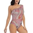 thumbnail image 3 of Pofeuu Flamingos Print Women's One Piece Swimsuits One Shoulder Swimwear Asymmetric Ruffle Monokinis Bathing Suits-X-Large, 3 of 6