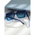 thumbnail image 4 of Women's Oversized Square Sunglasses, Blue Gradient Lens UV400 Protection Shades, Fashion Eyewear for Beach, Travel & Daily Wear, 4 of 5