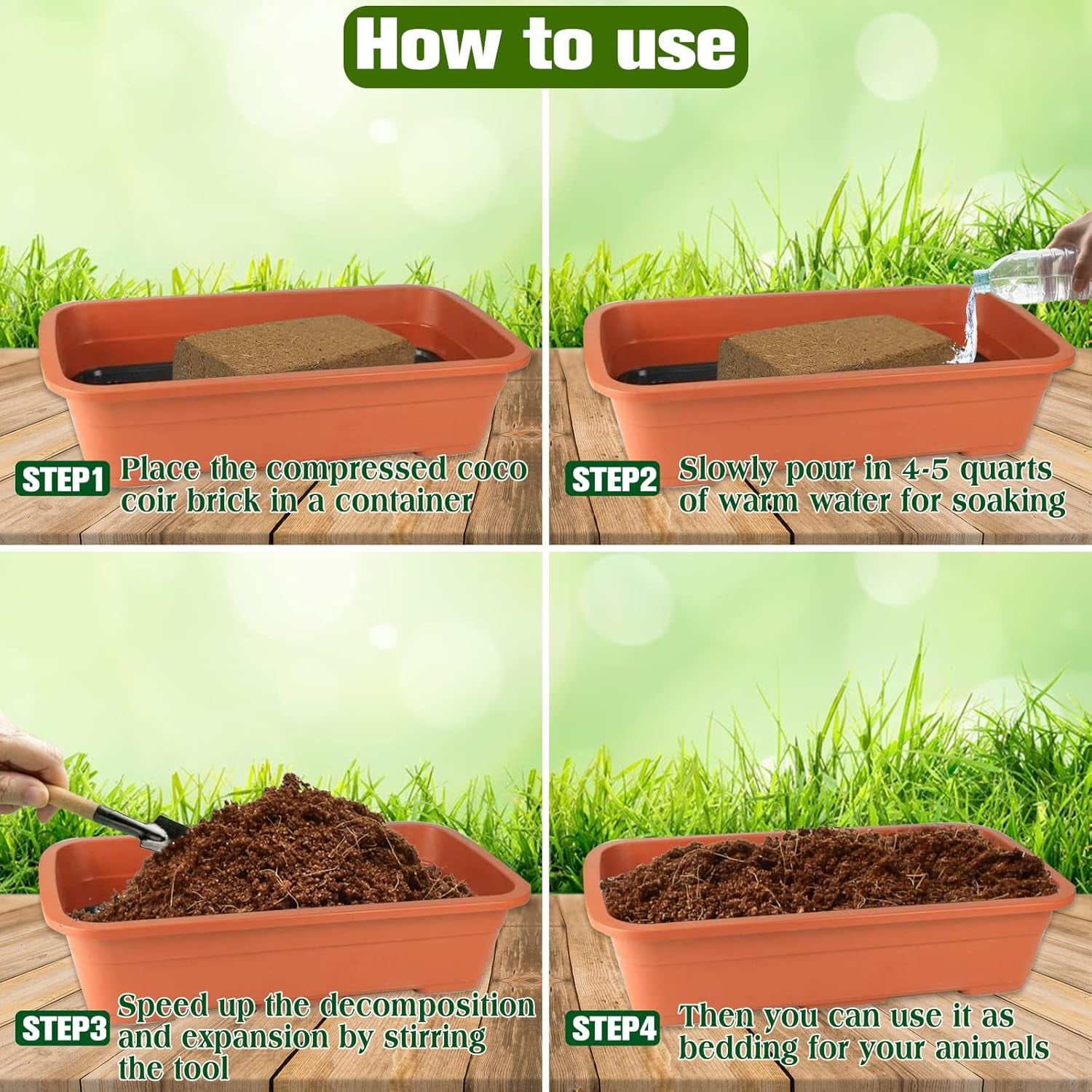 Coconut Fiber Substrate, Organic Coconut Husk Coco Coir Brick Terrarium Bedding for Reptiles
