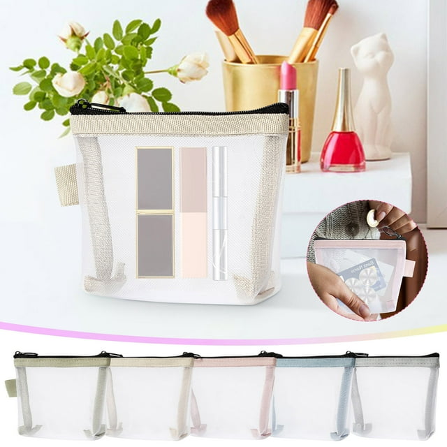 Bolsa de Malla de Almacenamiento, Transparente para Uñas, Compacta y Portátil, Ligera, Esencial para Viajes, Organizador Multiusos para Cosméticos y Papelería, Ideal para Oficina, Escuela y Artículos