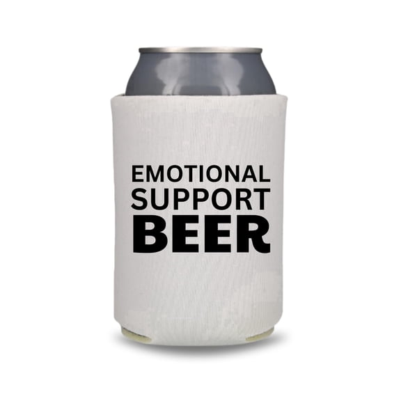 Funny Can Cooler, Emotional Support Beer Design, Beverage Sleeve Drink Accessory, Party Gift Favor, White