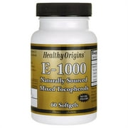 Healthy Origins 100% Natural Vitamin E-1000 Mixed Tocopherols 1,000 Iu 60 Sgels