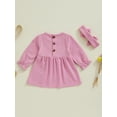 thumbnail image 5 of aturustex Little Girls A-line Princess Dress Toddler Baby Long Sleeve Casual Dress Crewneck Swing Dress Lace Collar Babydoll Dress with Headband Infant Kids Fashion Cute Autumn Clothes 0-3T, 5 of 7