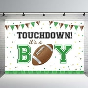 Touchdown Boy Baby Shower Backdrop It's A Boy Banner Rugby Sports Soccer Ball American Football Background Green Brown Confetti Party Decor Photo Booth Props
