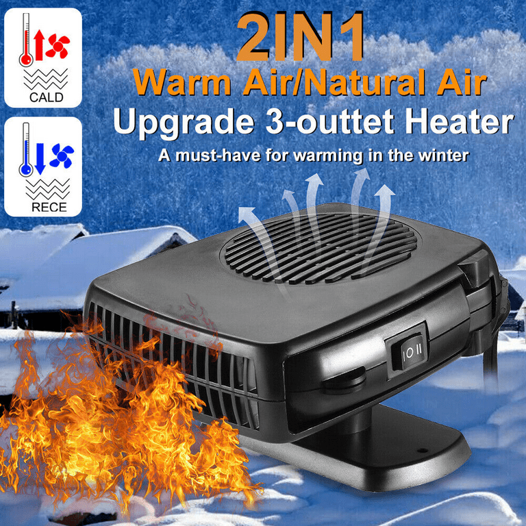 JLLOM 360 200W Car Heater DC 12V Heating Cooling Fan Windshield Defroster Demister US, Size: 13 x 11 x 4cm, Black