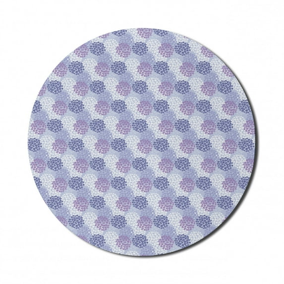 Floral Mouse Pad for Computers, Illustration of Hydrangea Flowers, Round Non-Slip Thick Rubber Modern Gaming Mousepad, 8" Round, Ceil Blue Mauve Lavender, by Ambesonne