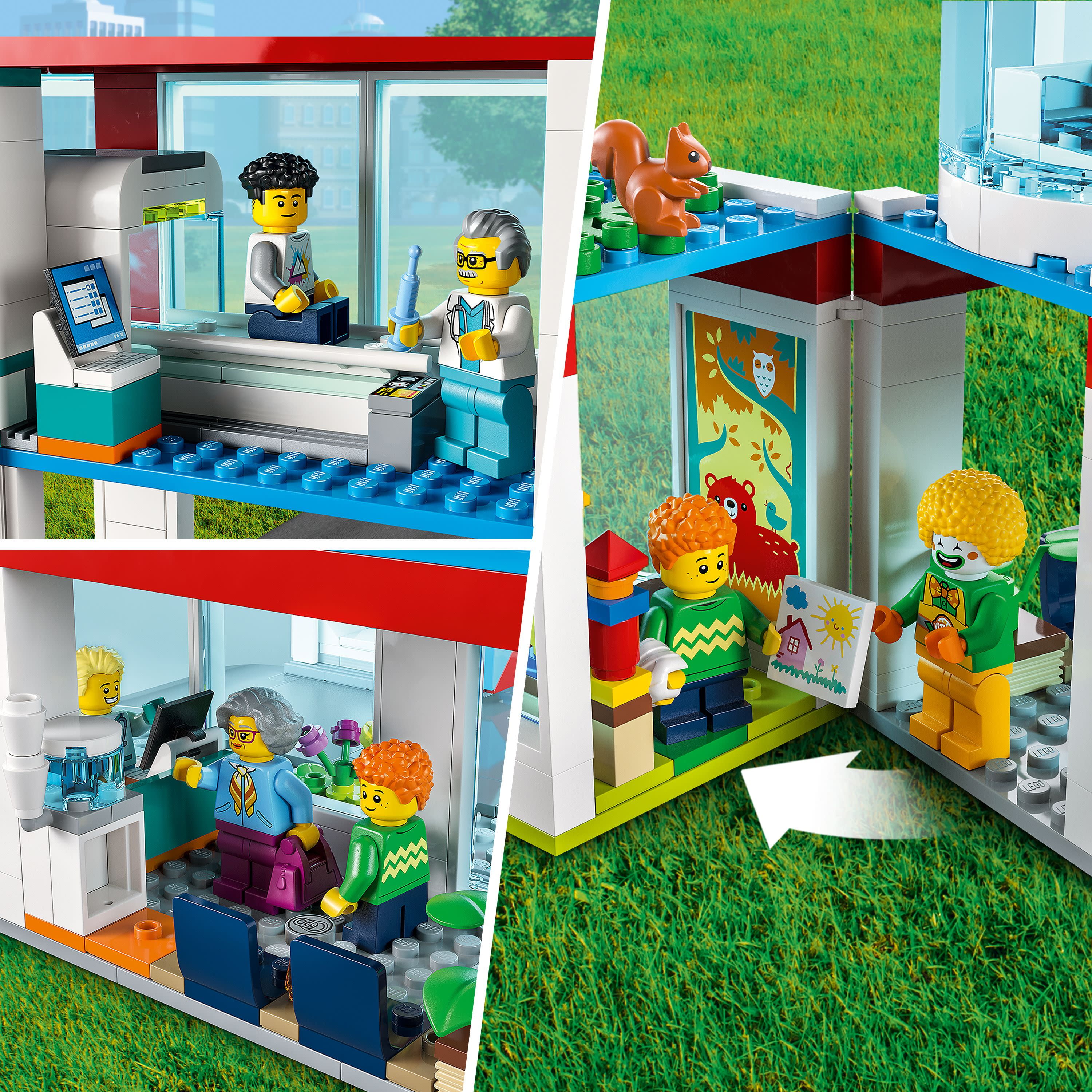 LEGO City Hospital Building with Toy Helicopter and 12 Mini Figures, Pretend Play Toy Hospital for Educational Fun, Connect to Other LEGO City Sets, for Kids Age 7+ - Walmart.com