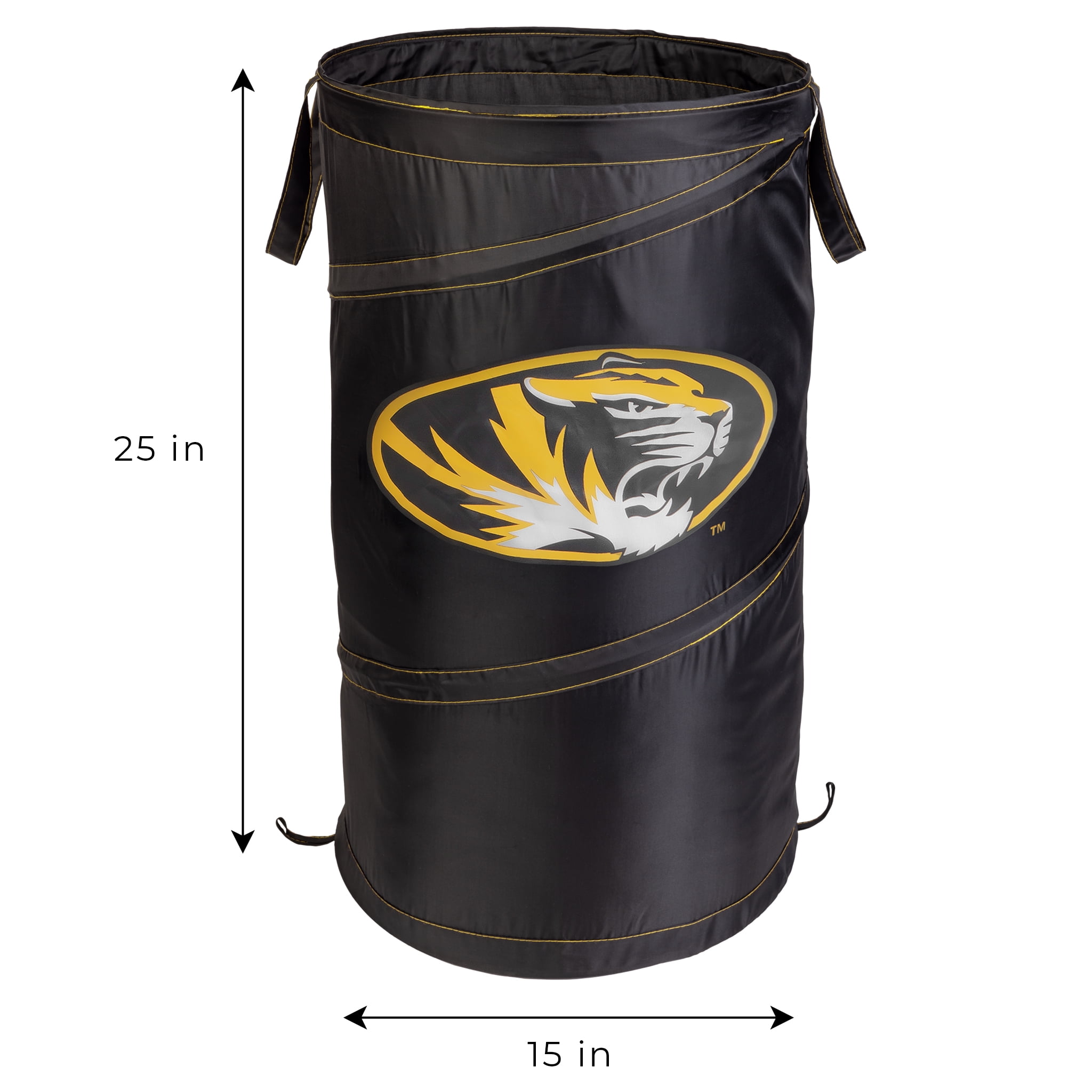 Smart Design Pop Up Spiral Laundry Hamper - 15 x 25 inch - University of Missouri   - Black and Gold Colors - Missouri Tigers