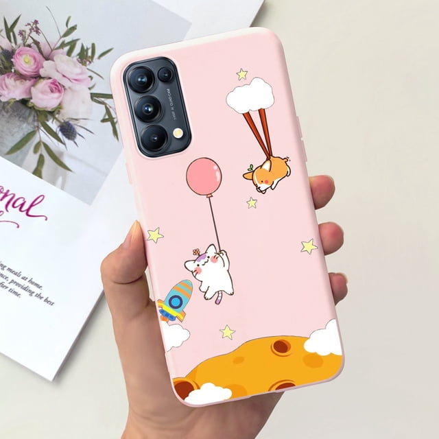 For OPPO Reno5 Pro 5G 4G Reno5 Phone Case Reno 5 5Pro CPH2201 CPH2145 Cute Cat Cartoon Candy Color Soft Silicone TPU Back Cover 46 Reno5 Pro 5G
