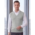 thumbnail image 5 of INSPIRE CHIC Men's Casual Pullover V-Neck Solid Lightweight Cable Knit Sweater Vest M Light Gray, 5 of 6