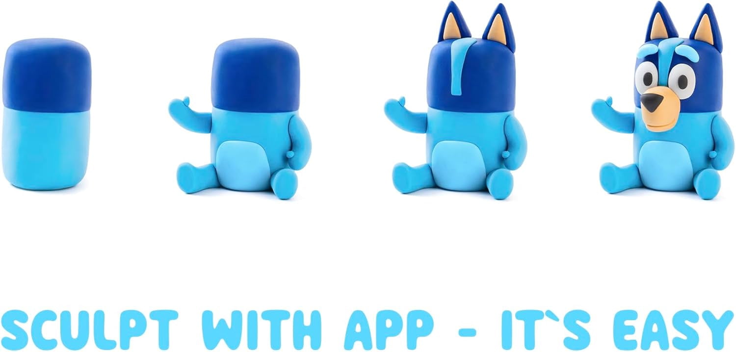 Hey Clay Bluey and Friends, Colorful Modeling Air-Dry Clay, 15 cans with Fun Interactive App for Kids Ages 3+ Years