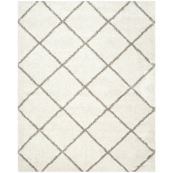SAFAVIEH Hudson Amias Geometric Shag Area Rug, Ivory/Grey, 10' x 14'