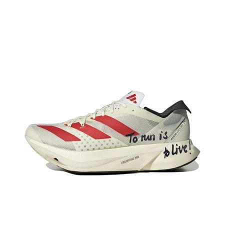 Adizero Adios Pro 3 Comfort Elite Fabric Anti-slip Wear-resistant Lightweight Low Top Carbon Plate Marathon Running Shoes Men's and Women's Beige Red