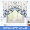 thumbnail image 2 of Blue Flower Curtains for Kitchen Bathroom Pink Floral Rod Pocket Window Tier Curtains Valance Set 4 Pcs Green Plant Printed Valances 27W x 36L*2 Curtains 27W x 36L*2, 2 of 6