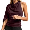 thumbnail image 2 of Dolkfu Pull-on Women'S Tops, Tees & Blouses Elbow-Length Halter Refreshing Red Blouses & Tops Modern Solid Romance Red,S, 2 of 6